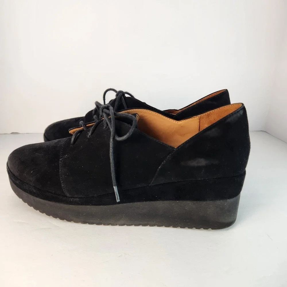 L'AmourDes Pieds Women's Casual Lace-up Black‎ Suede Platform Shoes Size 10M